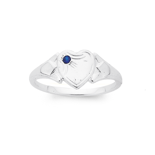 Silver Single Blue Signet Ring Size I