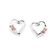 Silver Small Heart With Two Pink Cubic Zirconia Earrings