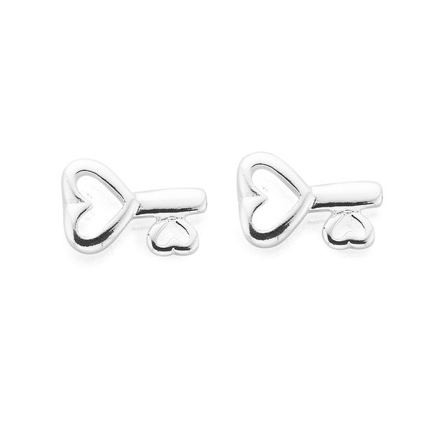 Silver Small Key Earrings