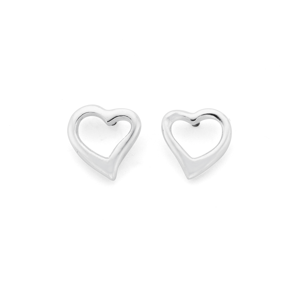 Small Open Heart Hoops Earrings, Sterling Silver, Abigail Fox - Abigail Fox  Designs