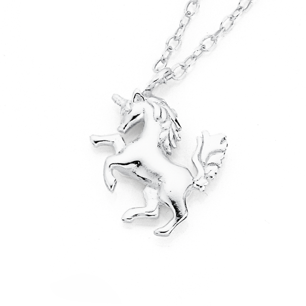 Silver Small Prancing Unicorn Pendant