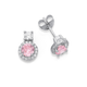 Silver Small Round Pink CZ Cluster Studs