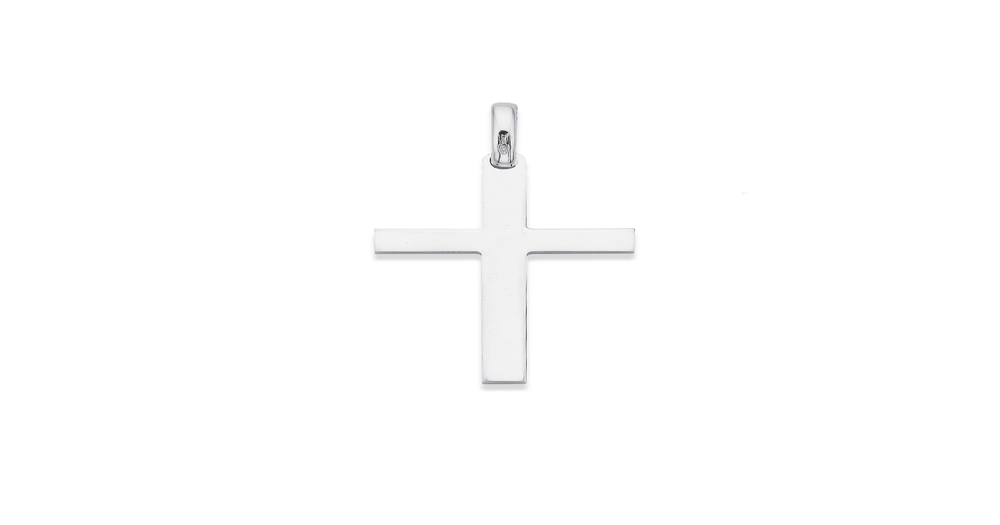 Silver Square Edge Cross Pendant Prouds