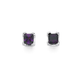 Silver Square Violet Cubic Zirconia Stud Earrings