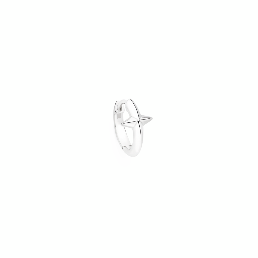SILVER STAR FRONT SINGLE HUGGIE EARRING