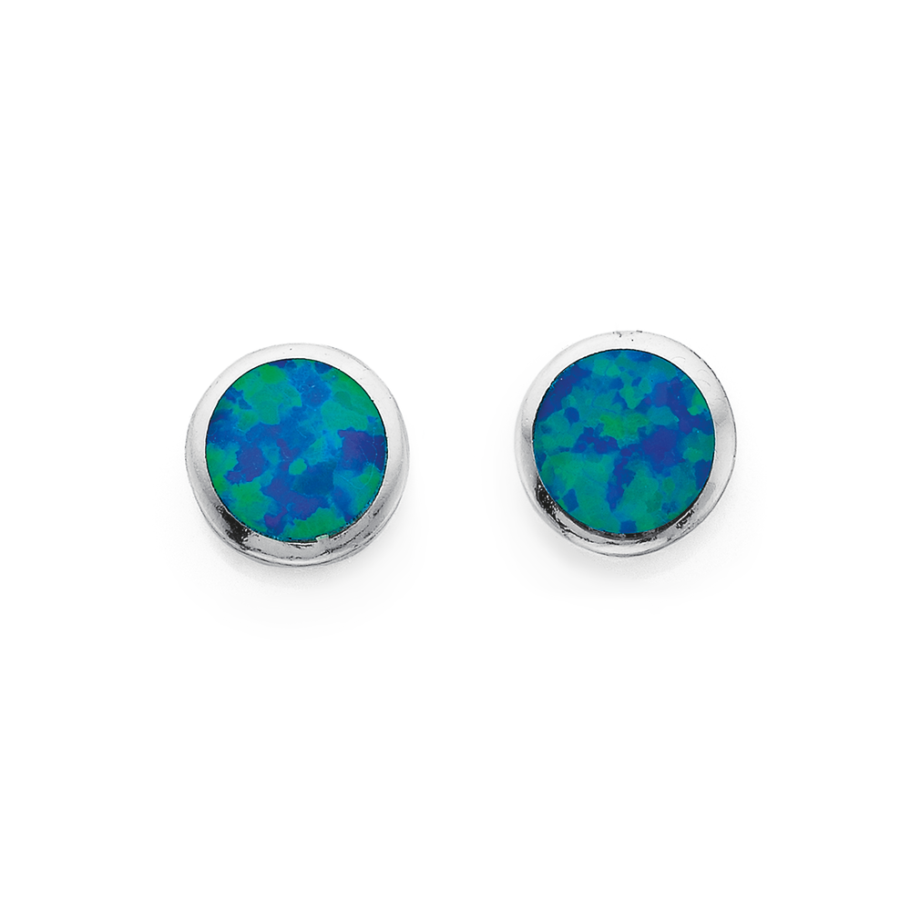 Silver and store opal earrings