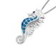 Silver Synthetic Opal Seahorse Pendant