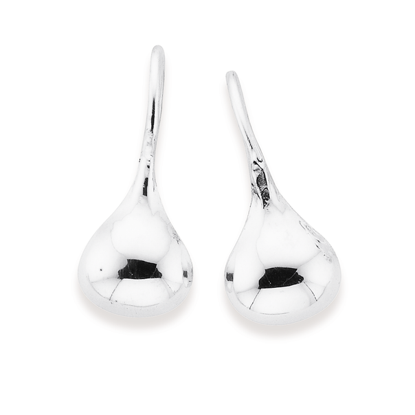 Silver Teardrop Hook Earrings
