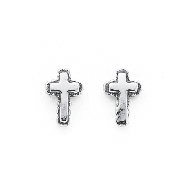 Silver Tiny Cross Earrings