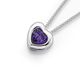 Silver Violet Cubic Zirconia Bezel Heart Pendant