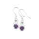 Silver Violet Cubic Zirconia Celtic Hoop Drop Earrings