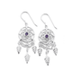 Silver Violet Cubic Zirconia Dream Catcher Drop Hook Earrings