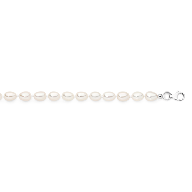 Silver 6mm Rice F/W Pearl Bracelet
