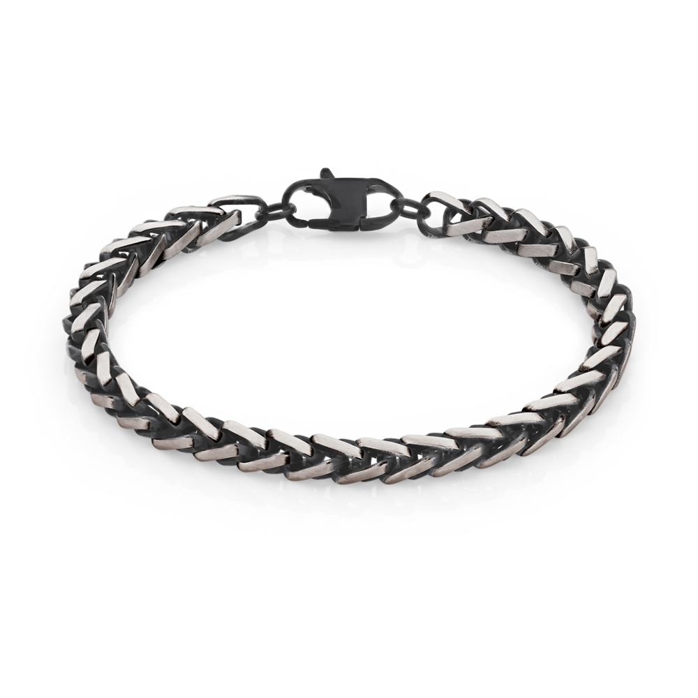 Stainless Steel 21cm Black Large Wheat Bracelet