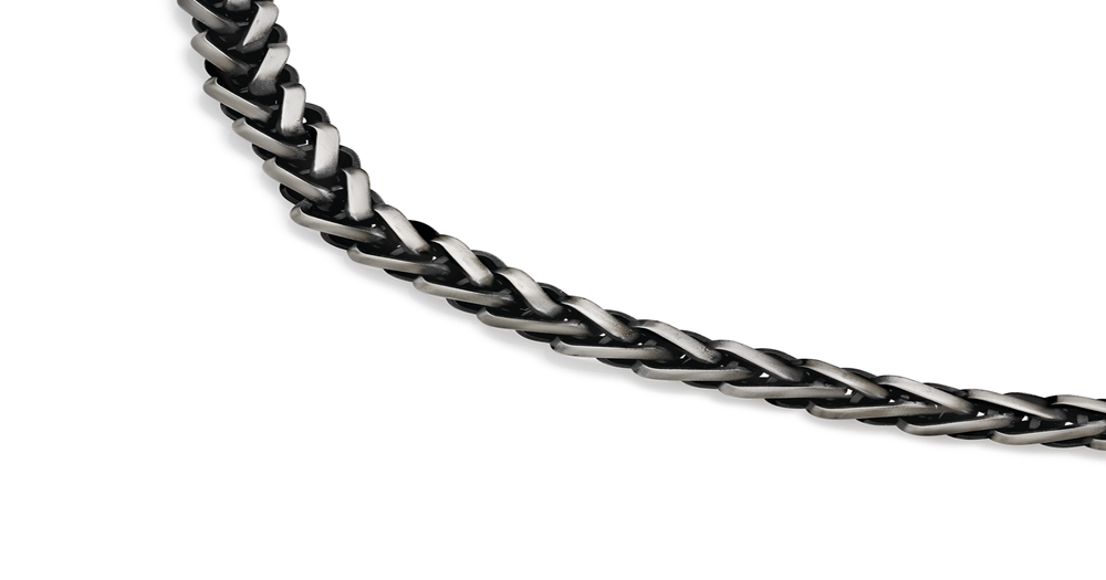 Stainless Steel 55cm Black Large Wheat Chain Prouds