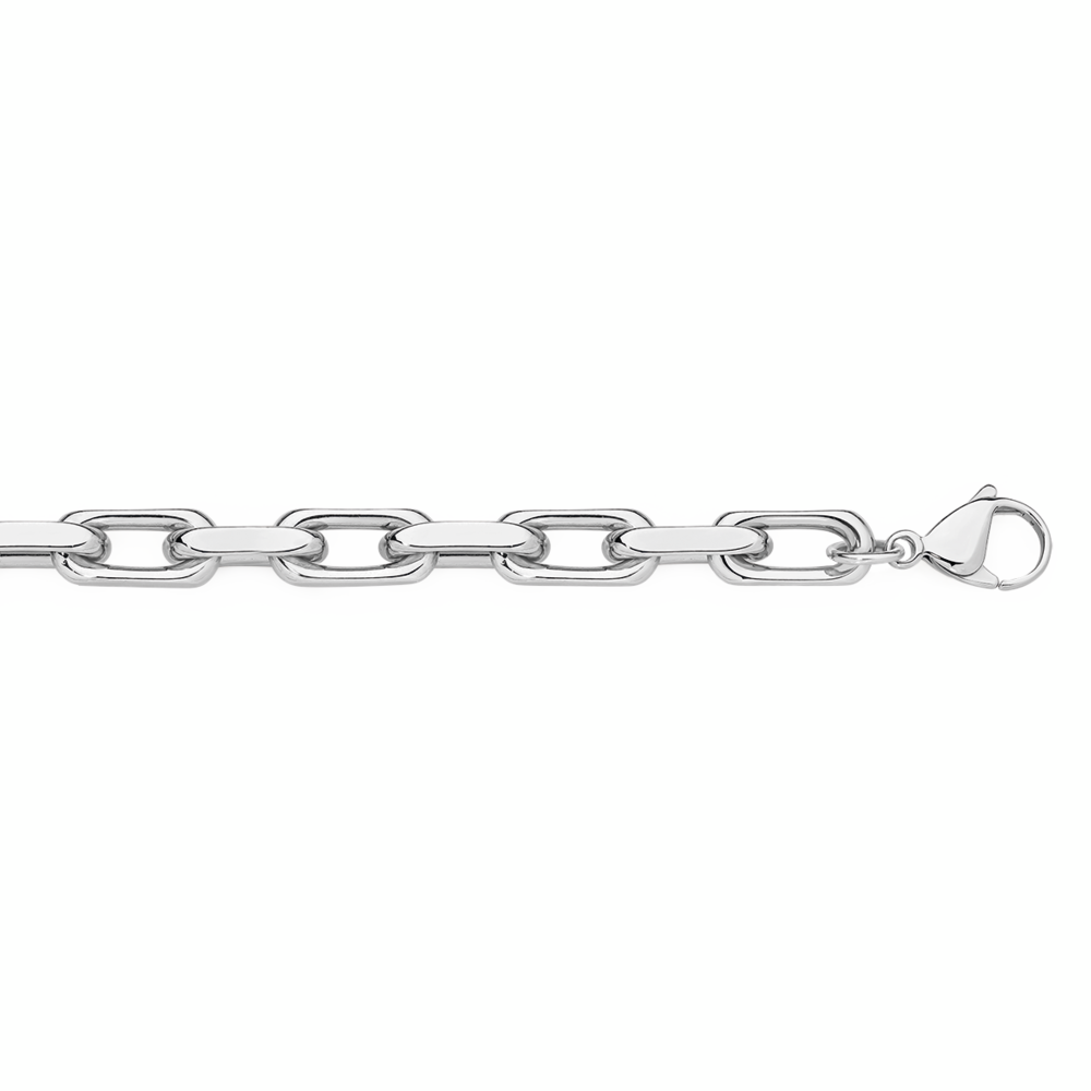 Steel 21cm Bevelled Cable Bracelet