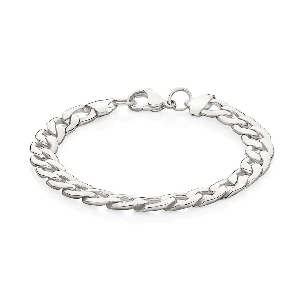 STEEL 21CM OPEN OVAL CURB BRACELET