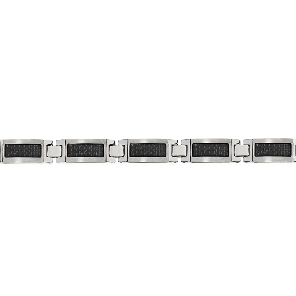 Steel 21cm Short Carbon Fibre Centre Bracelet