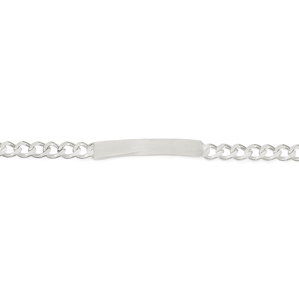 Steel 22cm Satin Curb Twist Bar Identity Bracelet