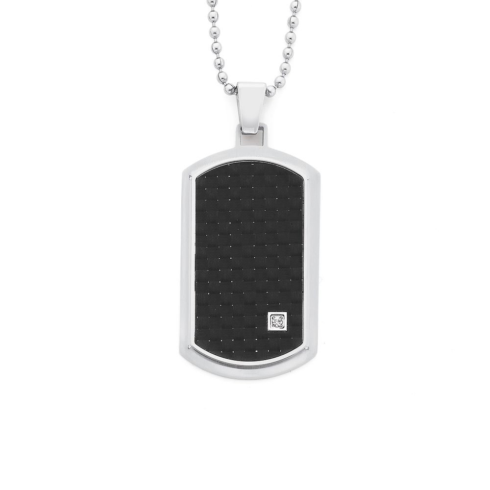 Shop by The Bro Code Black Dog Tag Charm Cuban link Chain Necklace for Men