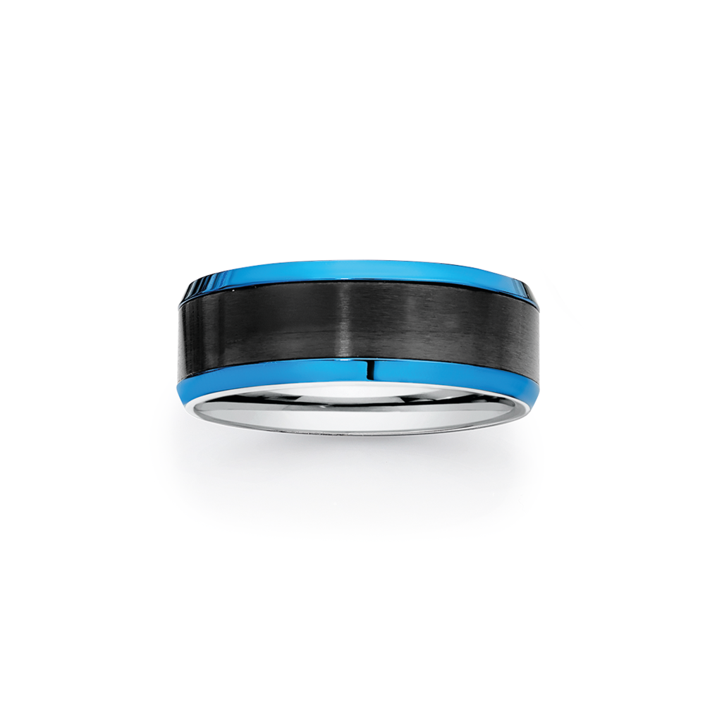 Black and shop blue mens ring