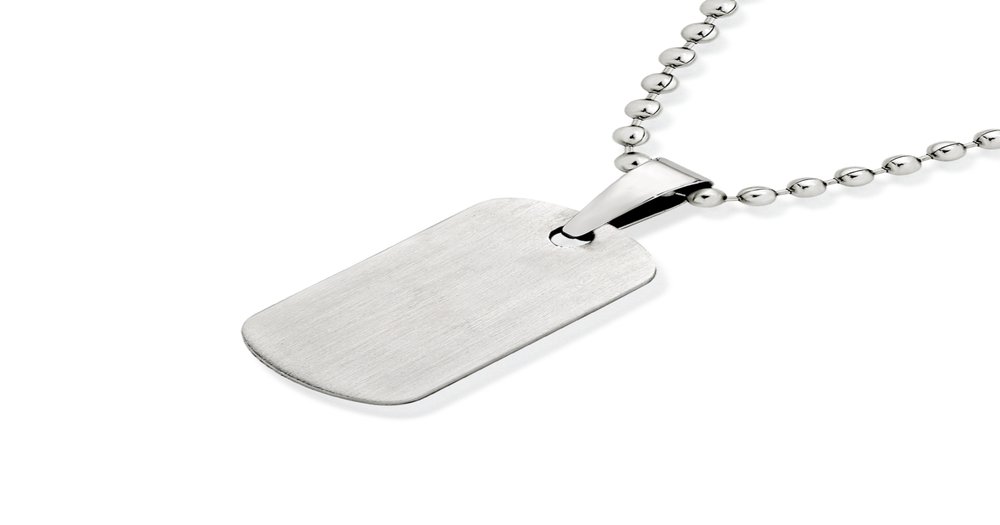Steel Narrow Plain Dog Tag Pendant Prouds