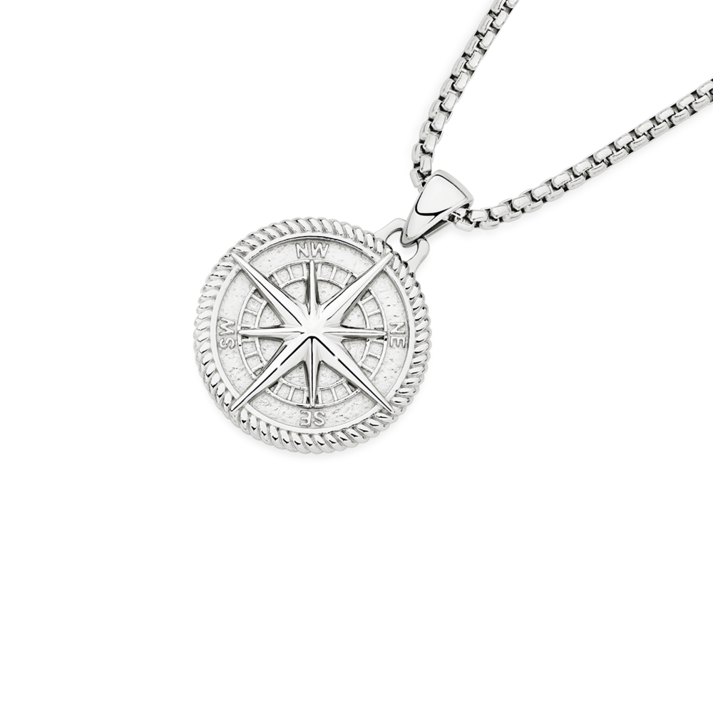 Compass Necklace Mens Pendants Australia Steel Round Compass