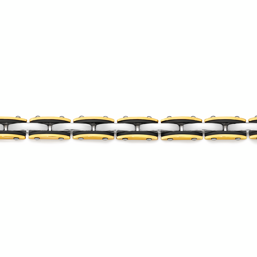 Steel Three Tone Link Bracelet