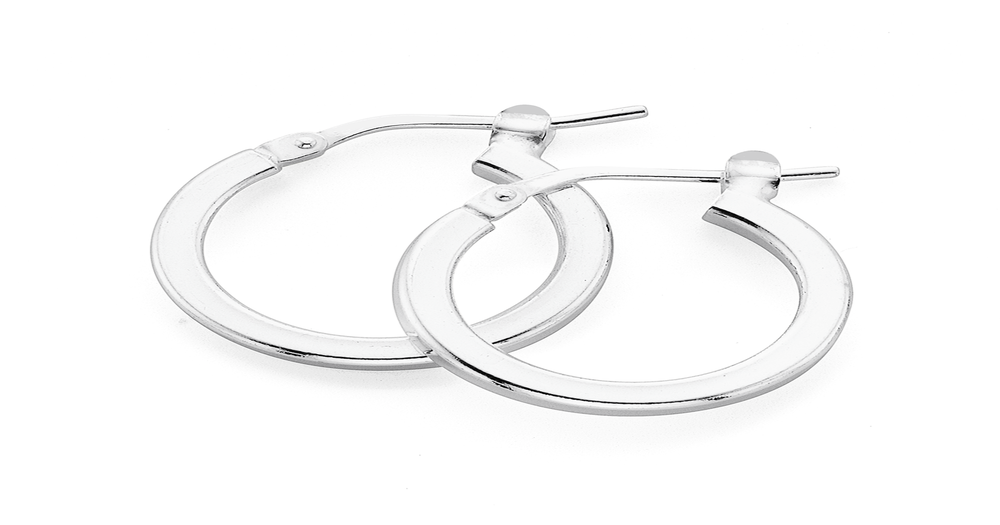 Sterling Silver 12mm Square Edge Hoop Earrings Prouds