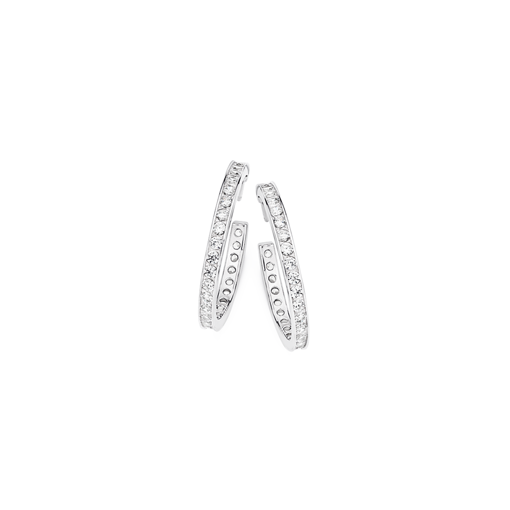 Half hoop silver earrings sale