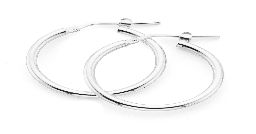 Sterling Silver 20mm Hoop Earrings Prouds
