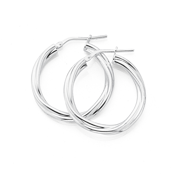 Sterling Silver 20mm Loose Twist Hoop Earrings