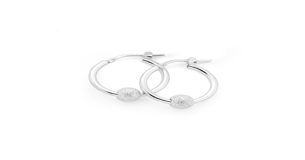 Sterling Silver 20mm Stardust Ball Hoop Earrings Prouds