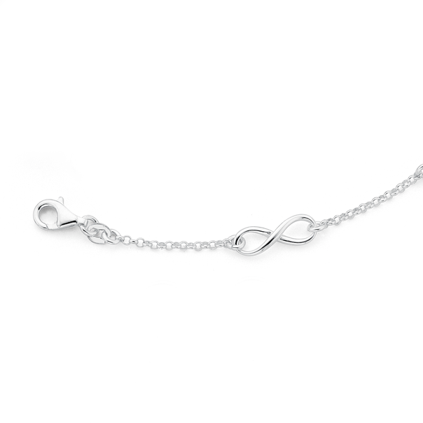 Sterling Silver 3 Infinity Link Bracelet