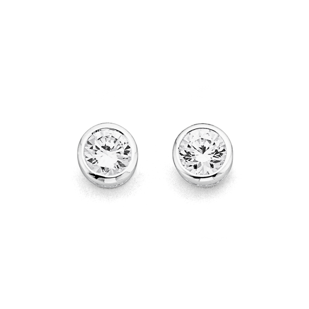 Sterling Silver 7mm Cubic Zirconia Studs
