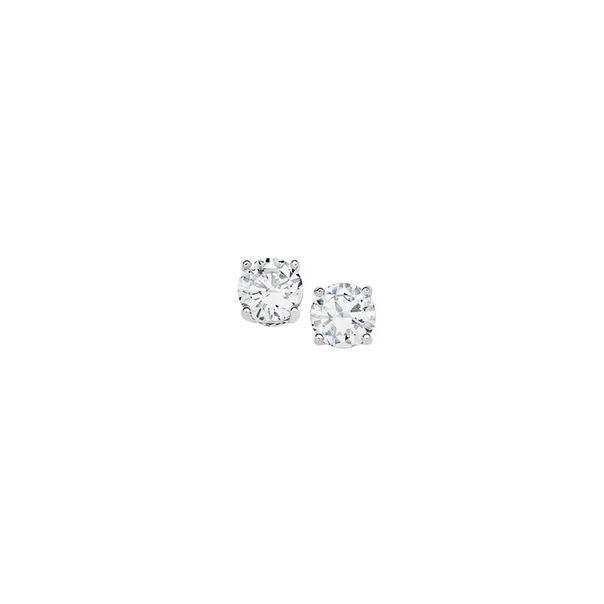 Sterling Silver 8mm CZ Studs With Scroll Work