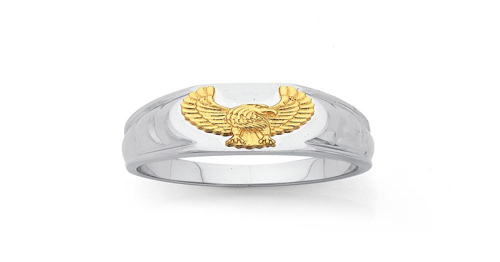 Sterling Silver & 9ct Eagle Ring Prouds