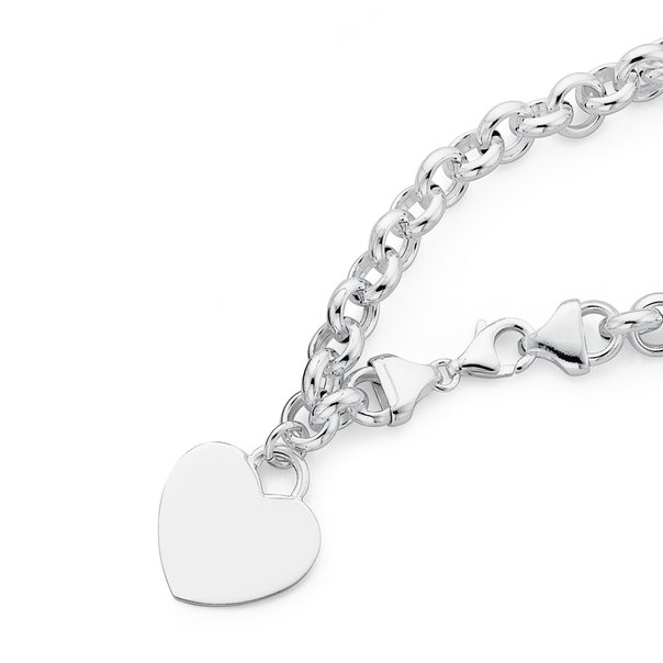 Sterling Silver Belcher Bracelet with Heart Charm
