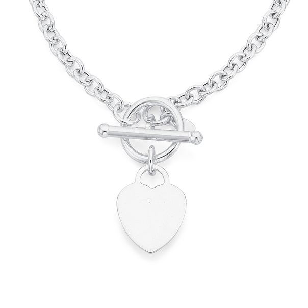 Sterling Silver Belcher Heart FOB Necklace