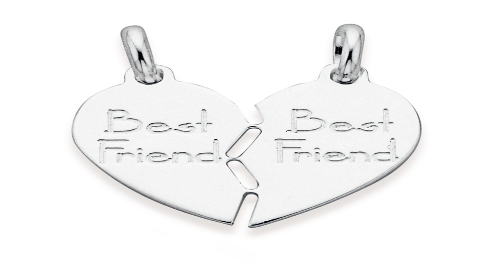 Sterling Silver 'best Friends' Pendant in White Prouds