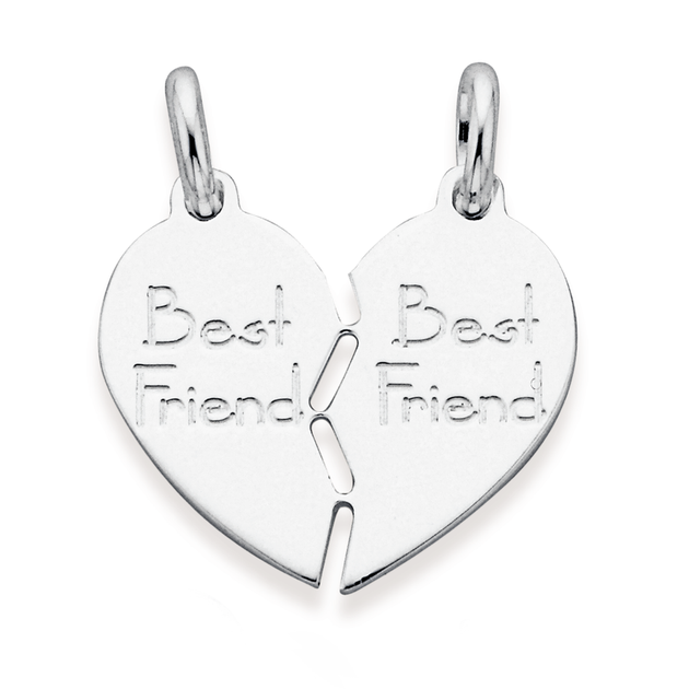 Sterling Silver 'best Friends' Pendant in White Prouds
