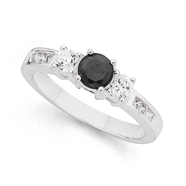 Sterling Silver Black Cubic Zirconia Dress Ring