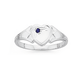 Sterling Silver Blue Cubic Zirconia Heart Signet Ring