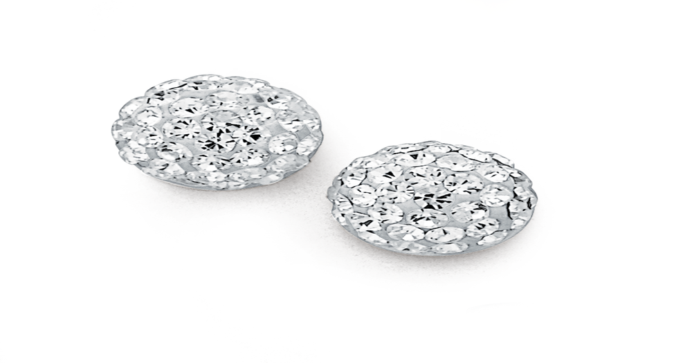 Sterling Silver Crystal Ball Stud Earrings in White Prouds