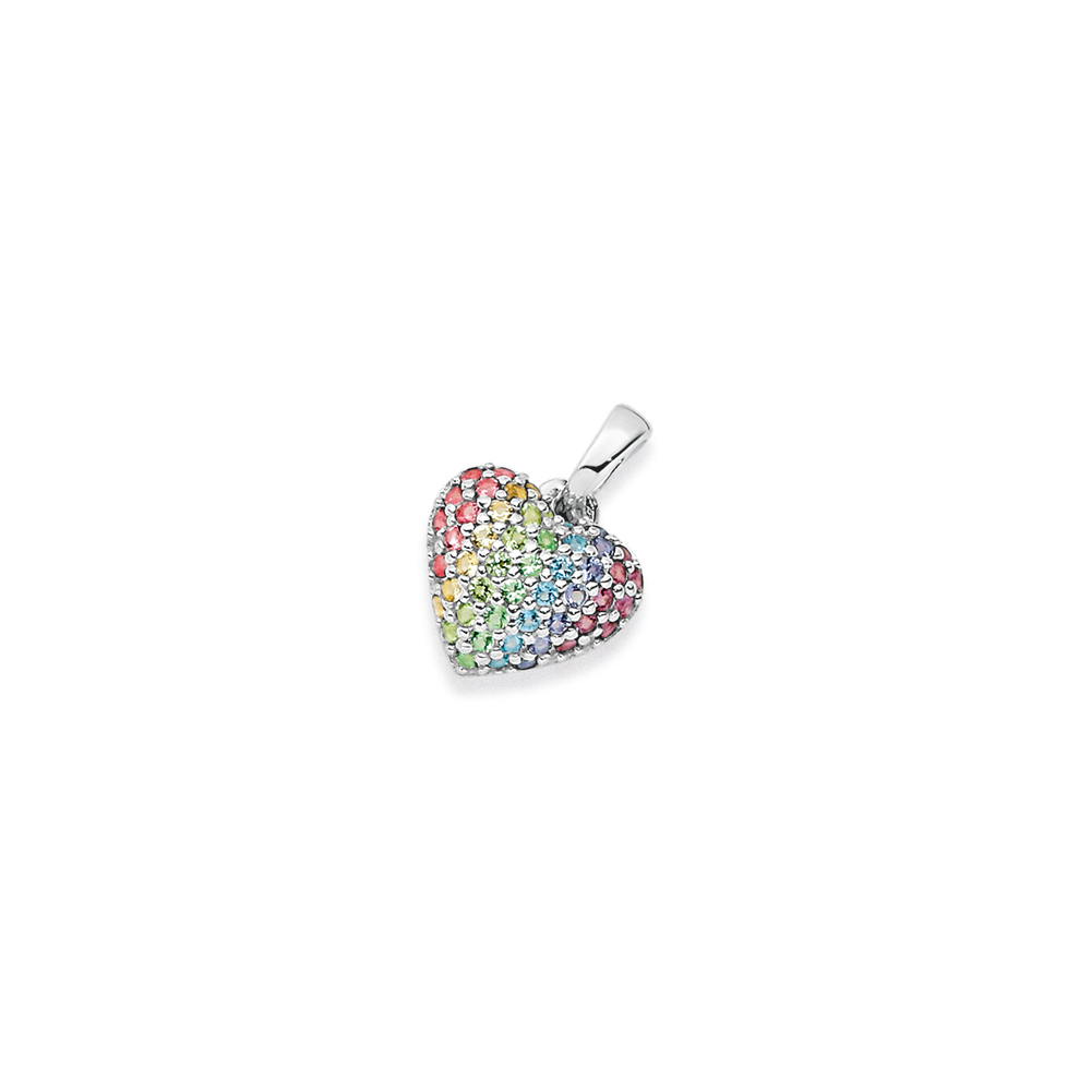 Sterling Silver Crystal Pave Heart Pendant Prouds