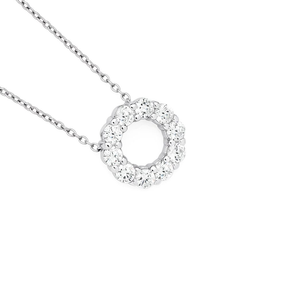 Monica Vinader Silver Riva Mini Diamond Circle Pendant Necklace | Liberty