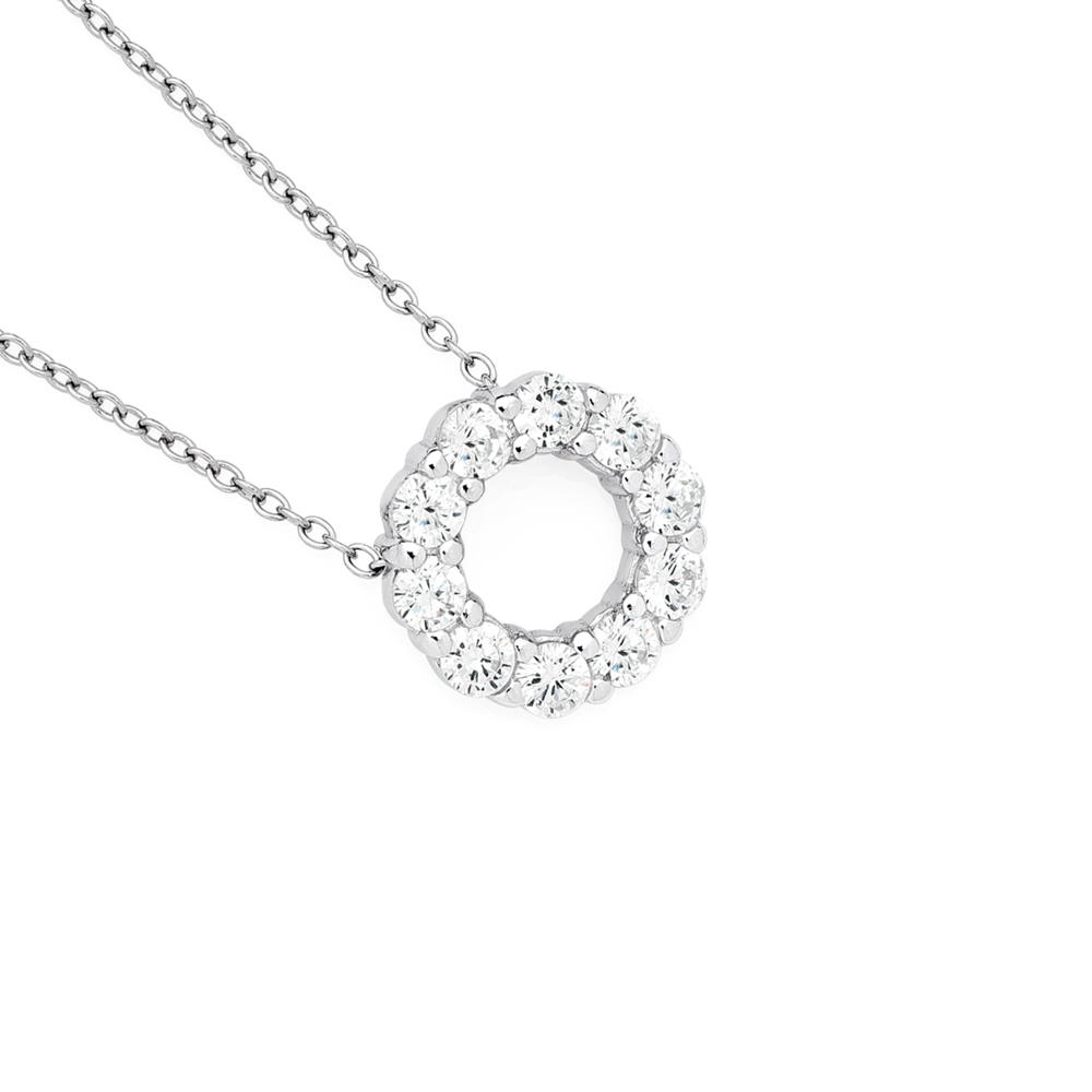 Sterling Silver Cubic Zirconia Circle Pendant