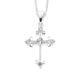 Sterling Silver Cubic Zirconia Curled End Cross Pendant