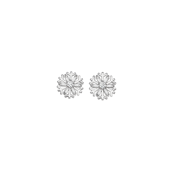 Sterling Silver Cubic Zirconia Fancy Snowflake Earrings