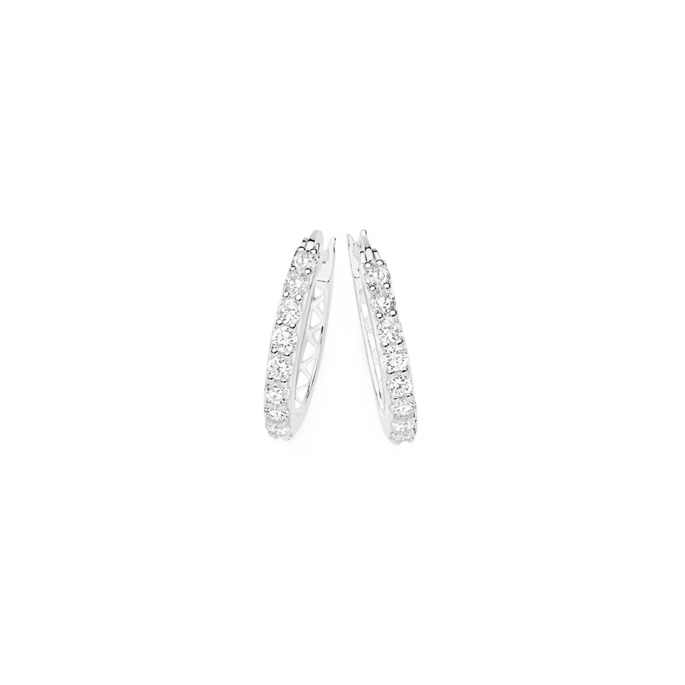 Silver cubic zirconia hoop sales earrings